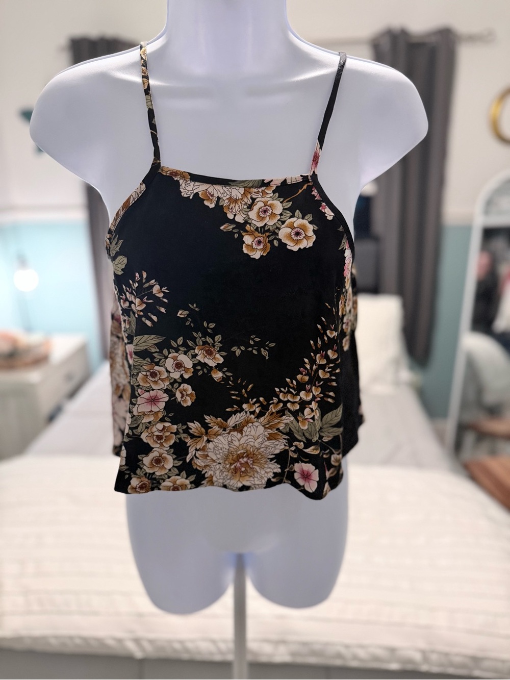 Maeve Black Floral Spaghetti-Strap Cami